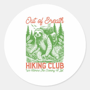 Out of Breath Funny Sloth Hiking Club Classic Round Sticker