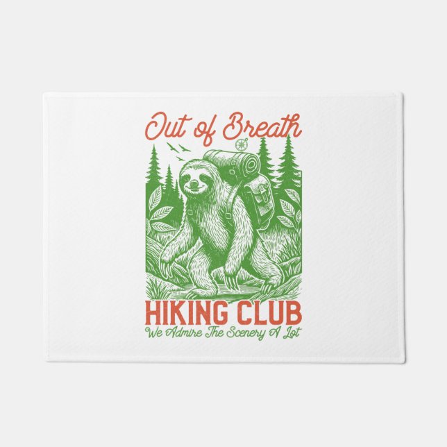 Out of Breath Funny Sloth Hiking Club Doormat (Front)