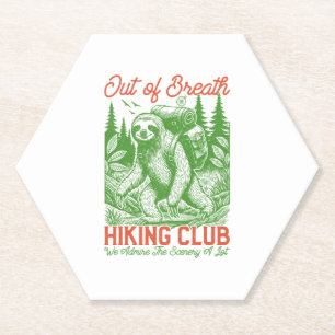Out of Breath Funny Sloth Hiking Club Paper Coaster