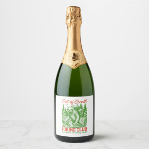 Out of Breath Funny Sloth Hiking Club Sparkling Wine Label