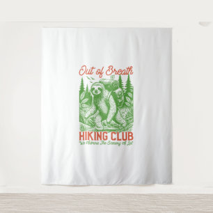 Out of Breath Funny Sloth Hiking Club Tapestry