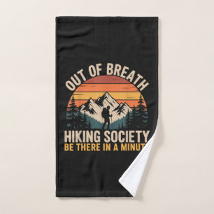 Out of Breath Hiking Society Funny Hiking Hand Towel