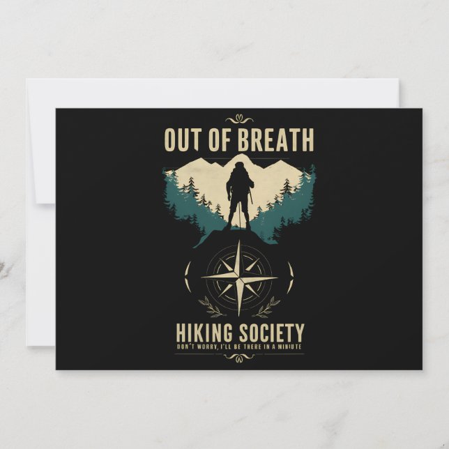 Out of Breath Hiking Society Hiker Nature Love Invitation (Front)