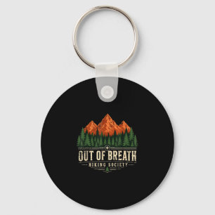 Out of breath hiking society mountain retro nature key ring