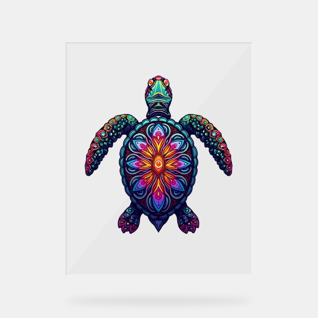 Out Of Breath Hiking Society Turtle T-Shirt Acrylic Sign (Front)