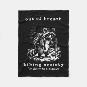 Out of breathe hiking club funny racoon gag joke fleece blanket