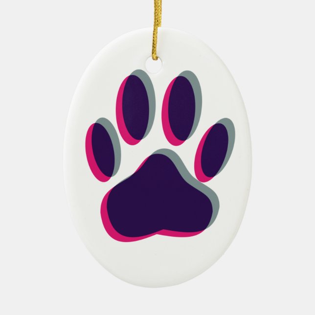 Out of Focus Dog Paw Print Ceramic Ornament (Front)