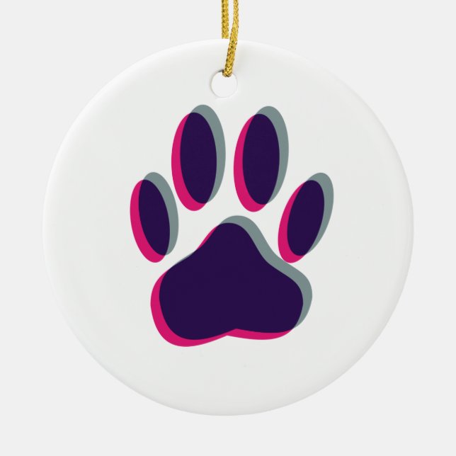 Out of Focus Dog Paw Print Ceramic Tree Decoration (Front)