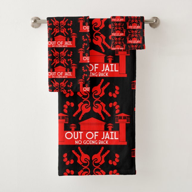 Out Of Jail Prison Release Gift Bath Towel Set (Insitu)