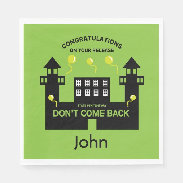 Out Of Jail Prison Release Gift Napkin (Front)