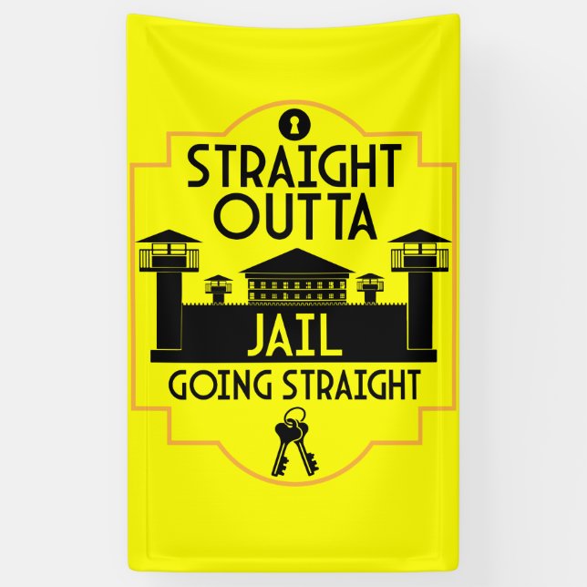 Out Of Jail Prison Release Gift Two-Tone Coffee Mu Banner (Vertical)
