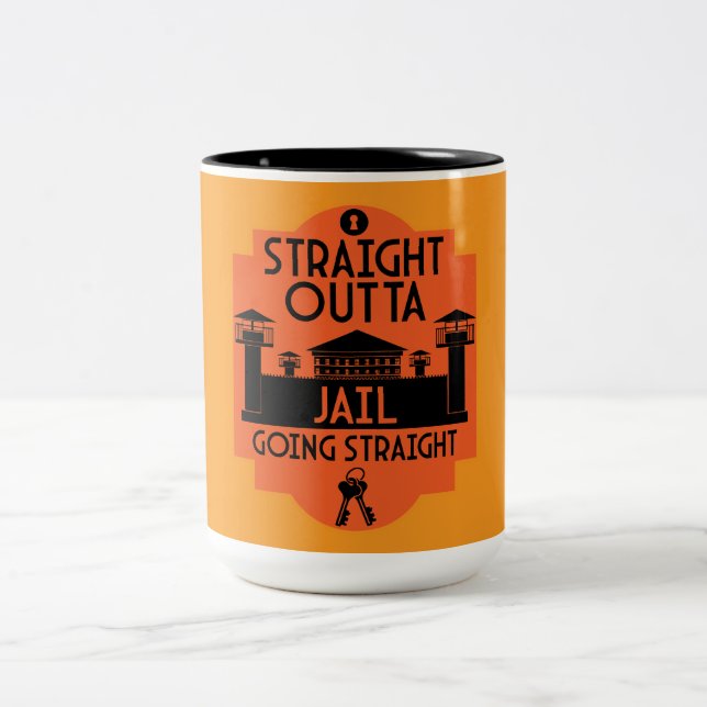Out Of Jail Prison Release Gift Two-Tone Coffee Mu Mug (Center)
