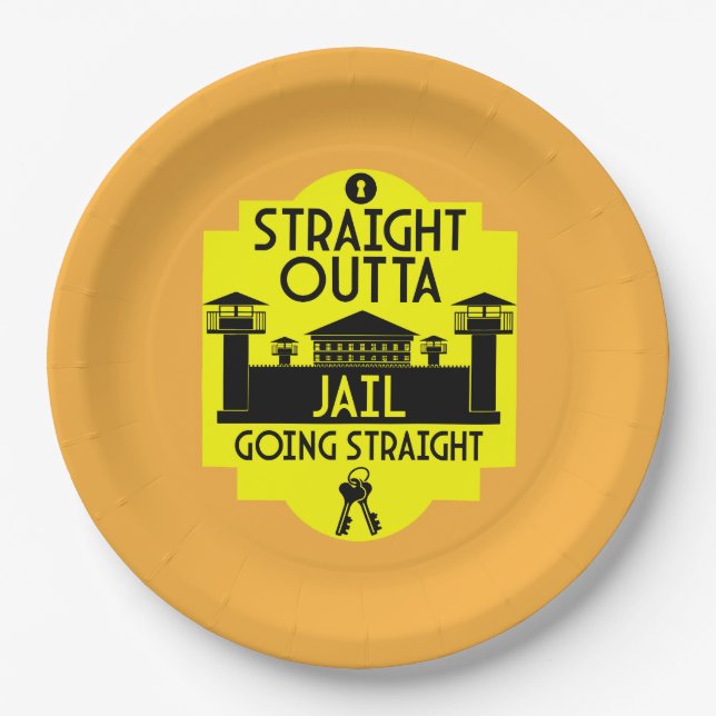 Out Of Jail Prison Release Gift Two-Tone Coffee Mu Paper Plate (Front)