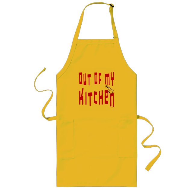 Out of My Kitchen Funny Cooking Saying Long Apron (Front)