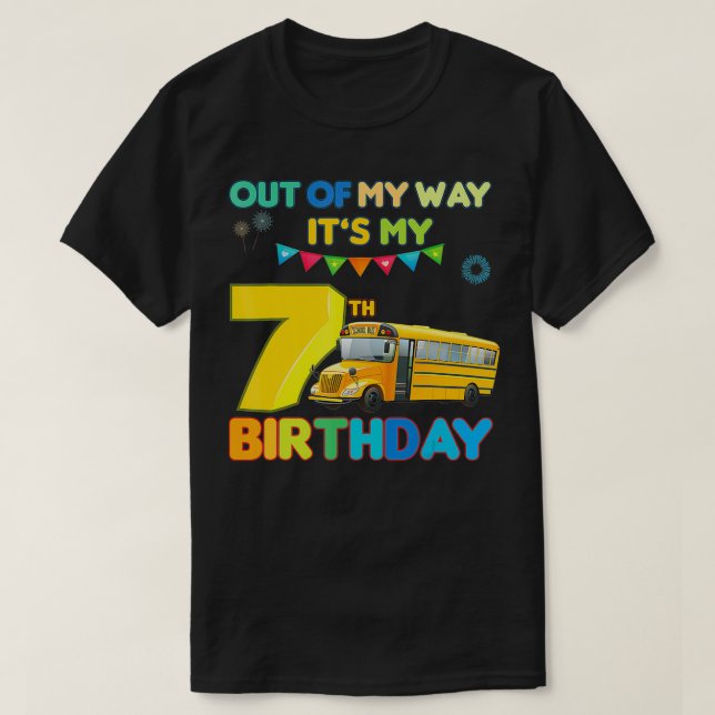 Out of my way it's my 7th birthday School Bus kids T-Shirt (Design Front)