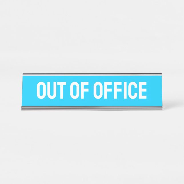 Out Of Office Blue Desk Name Plate (Front)