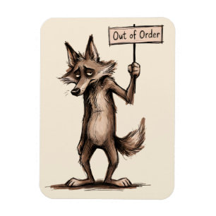 Out of Order Funny Grumpy Coyote Cartoon Magnet