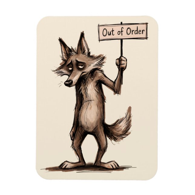Out of Order Funny Grumpy Coyote Cartoon Magnet (Vertical)