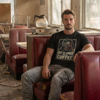 Out of Order Until Coffee Zombie Design T-Shirt