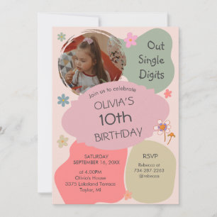Out of Single Digits 10th Birthday Invitation