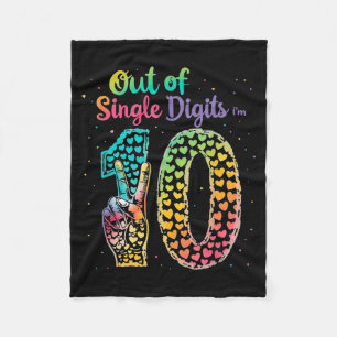 Out Of Single Digits Im 10 Tie Dye Birthday For Gi Fleece Blanket