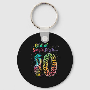 Out Of Single Digits Im 10 Tie Dye Birthday For Gi Key Ring