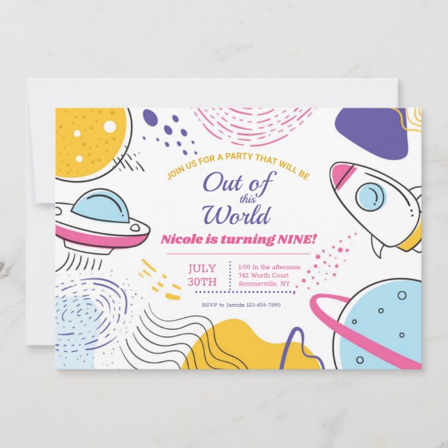 Out of Space Adventure Birthday Party Invitation (Front)