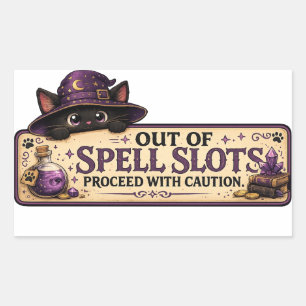 Out of Spell Slots Proceed With Caution Funny D&D Rectangular Sticker