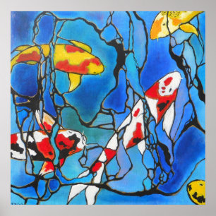 "Out Of The Blue"  Koi Fish Modern Art Print
