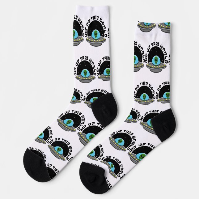 Out Of This World Alien UFO Space Socks (Left)
