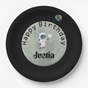Out Of This World Astronaut Happy Birthday Party Paper Plate