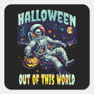 Out of This World Astronaut Pumpkin Halloween 2024 Square Sticker