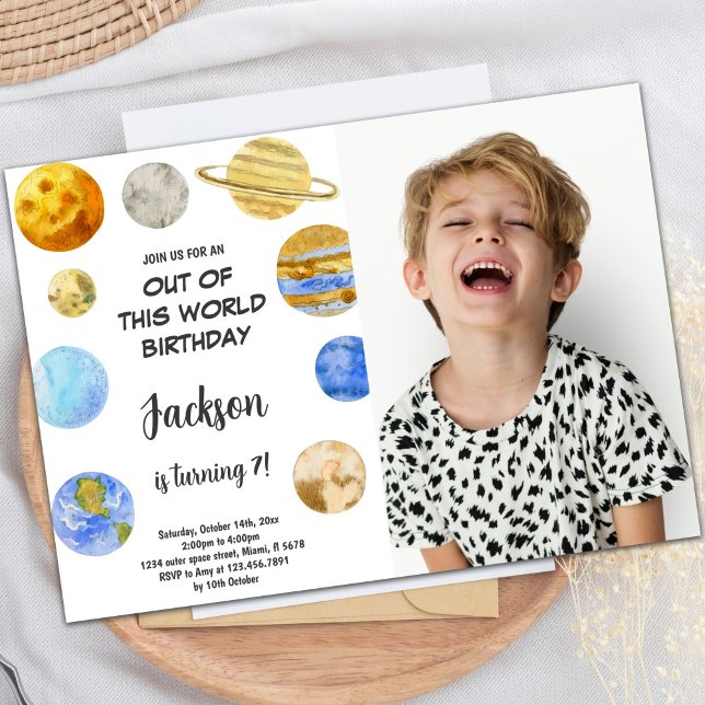 Out of This World Birthday Invitation with Photo (Out of this world birthday Invitations with photo)