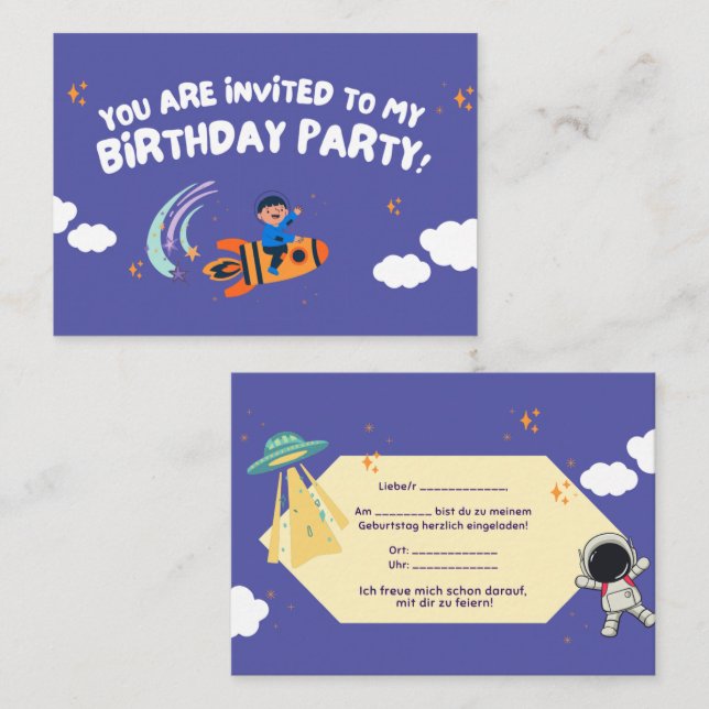 Out of this World! - Birthday Invitation with Text (Front/Back)