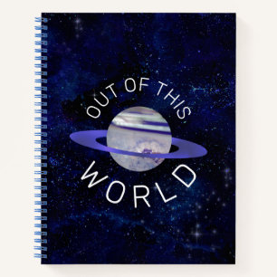 Out of This World Cosmic Blue Planet Space Stars Notebook