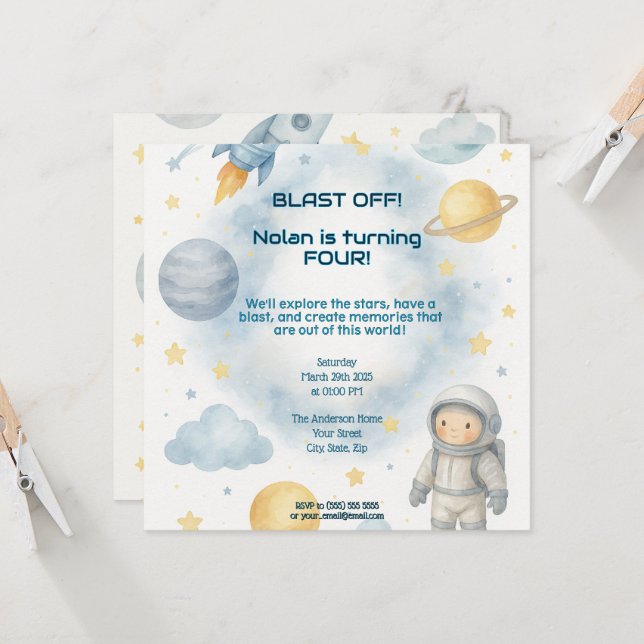 Out of This World Cosmic | Space Party - Birthday  Invitation (Front/Back In Situ)