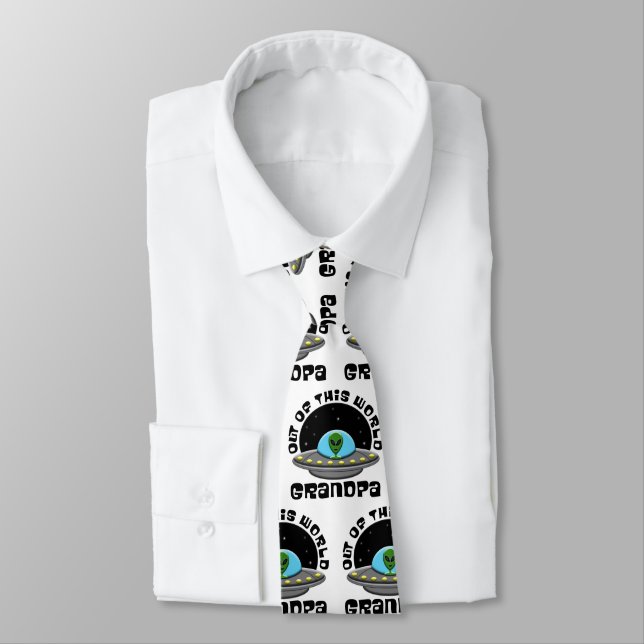 Out Of This World Grandpa Alien UFO Space Tie (Tied)