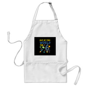 Out Of This World I'm 6 Space Rocket Birthday Part Standard Apron