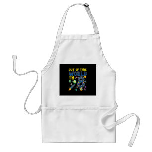 Out Of This World I'm 8 Space Rocket Birthday Part Standard Apron
