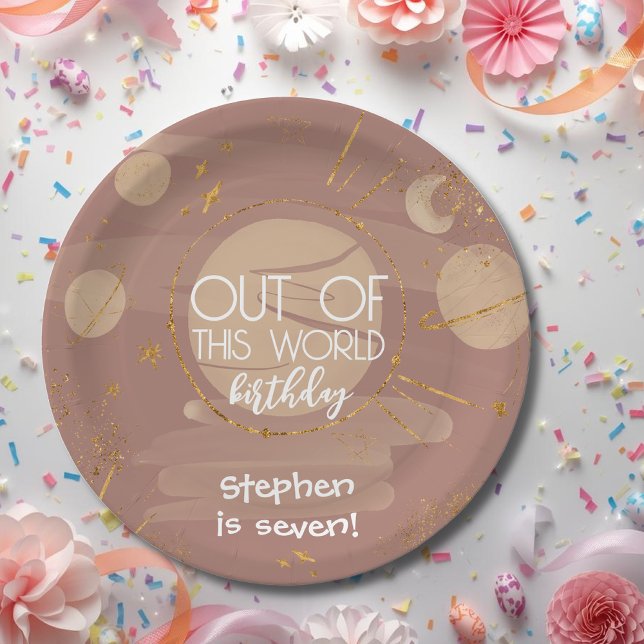 Out of this world outer space birthday paper plate (Creator Uploaded)