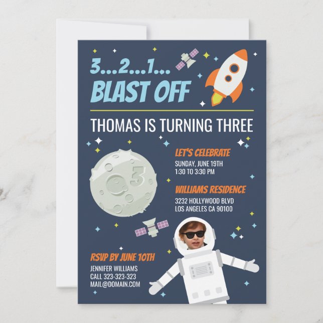Out of this World Outer Space Kids Birthday Party Invitation (Front)