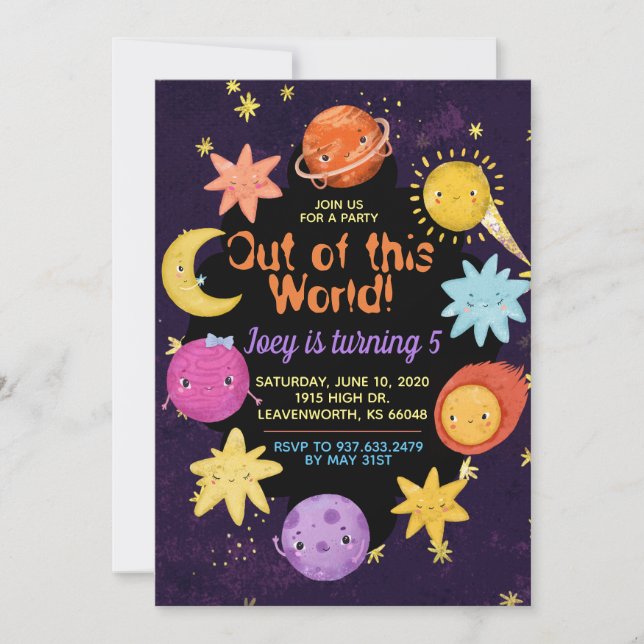 Out of this World Outerspace Invitation (Front)