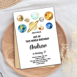 Out of This World Planets Birthday Invitation