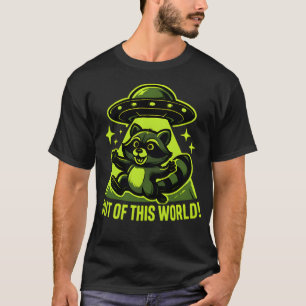 Out Of This World Racoon Funny Ufo Abduction T-Shirt
