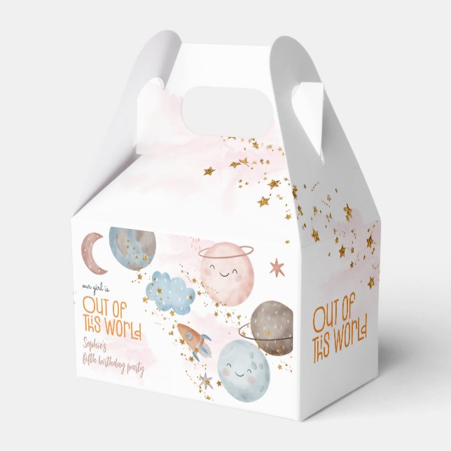 Out of this world space adventure kids birthday favour box (Front Side)