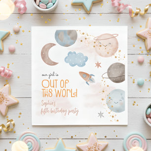 Out of this world space adventure kids birthday napkin