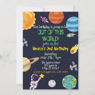 Out of this World, space birthday Invitation