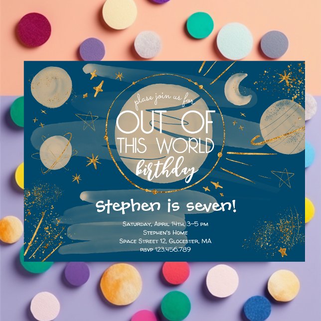 Out of this world space birthday Invitation (Creator Uploaded)