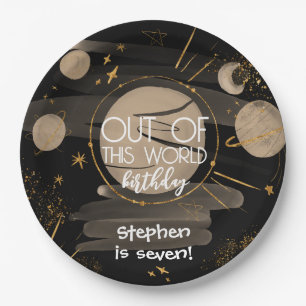 Out of this world space birthday paper plate