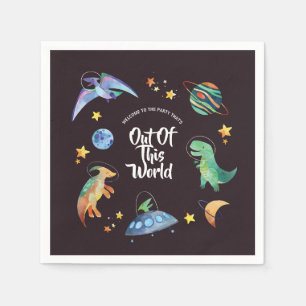 Out Of This World Space Dinosaur Galaxy Birthday Napkin